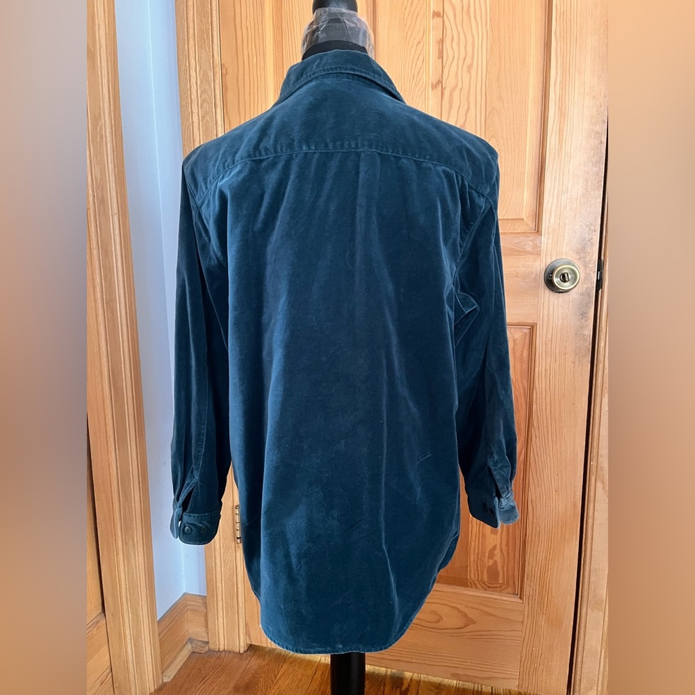 LL Bean Women's Teal Button Front Velvet Soft Cotton SZ M Blouse Top Shirt Cozy - Picture 13 of 17